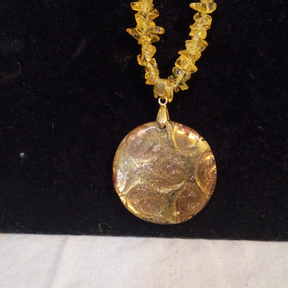 Source Unknown Citrine Necklace with Gold Disc - Picture 2 of 2